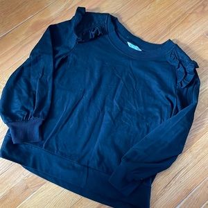 Time & Tru sweatshirt with quilted ruffle shoulder detail